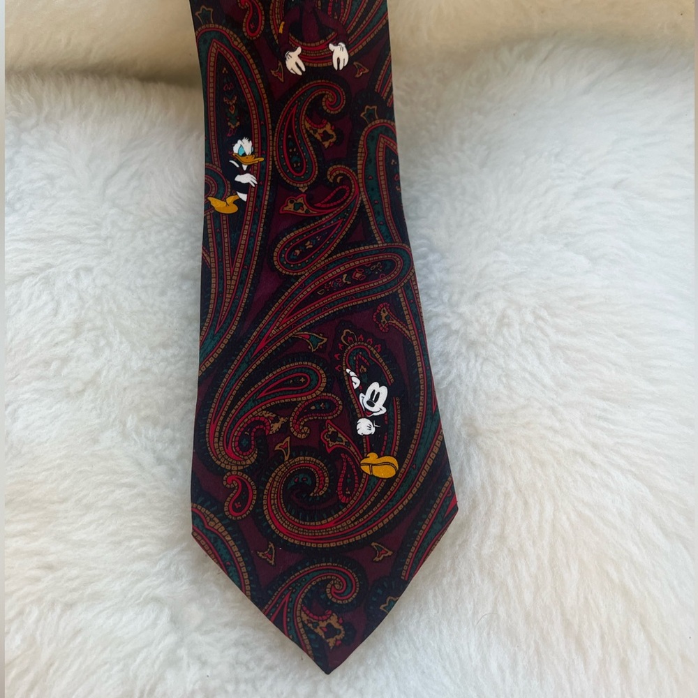 Disney Paisley Tie - Red and Black with Character Accents